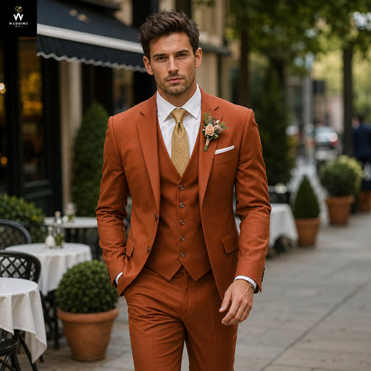Terracotta 3 Piece Suit for Men 