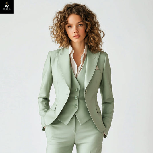 Sage green three piece suit for women