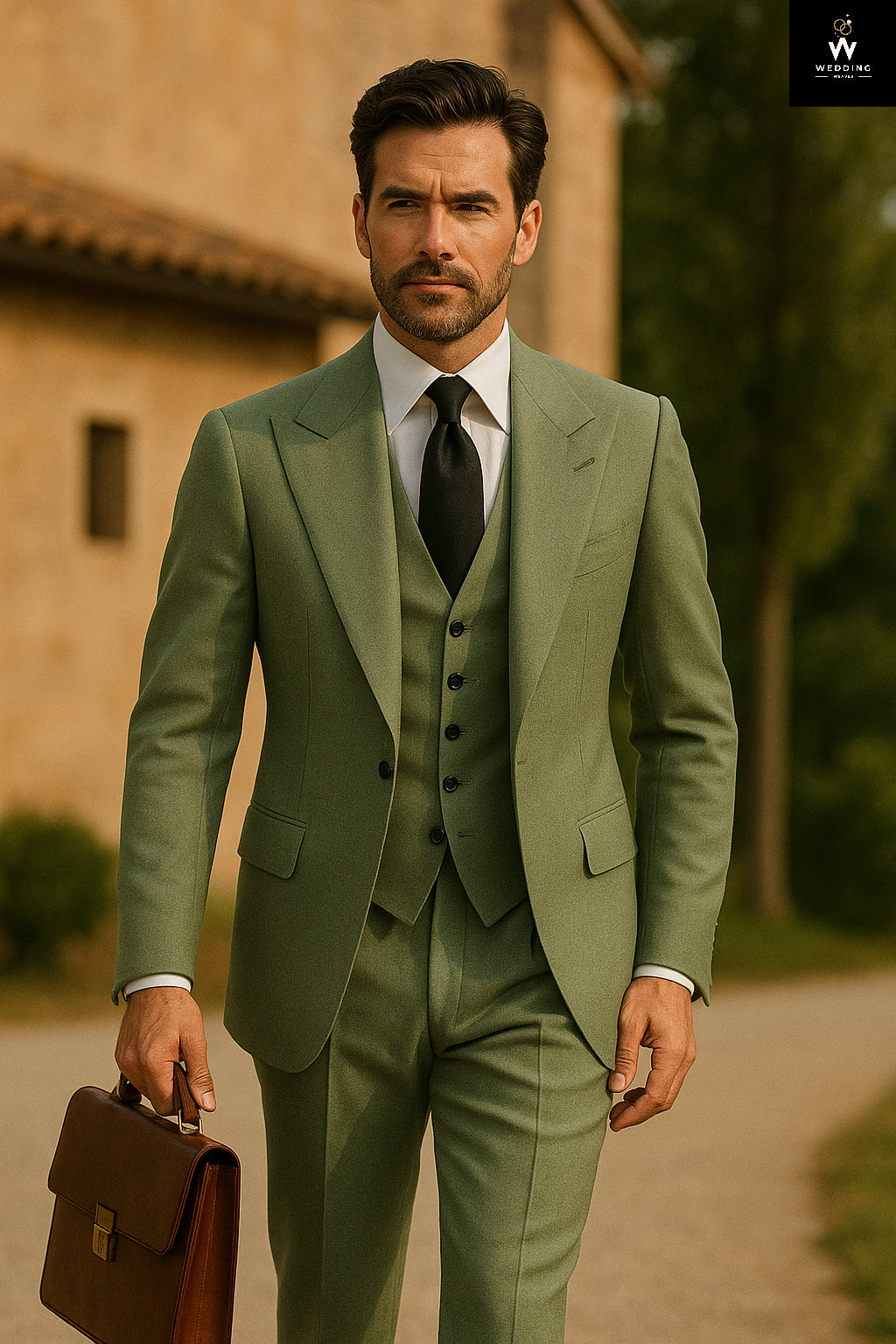 Sage green three piece suit