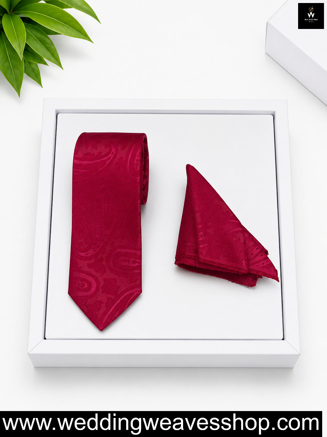 Wine Red Paisley Satin Tie