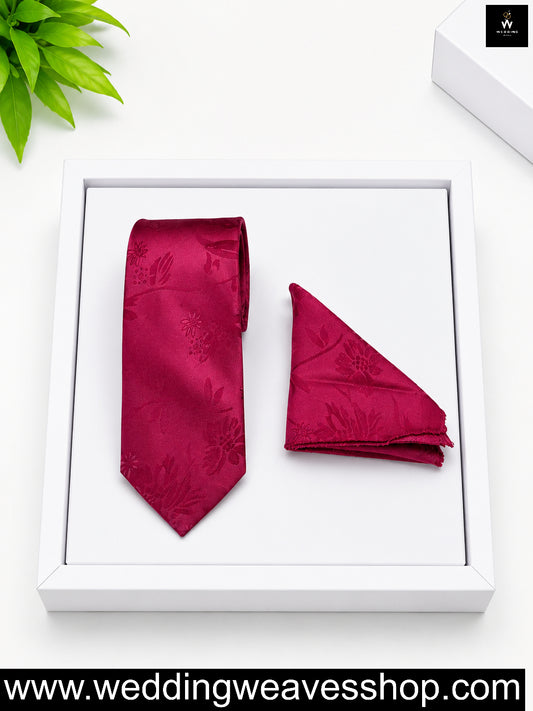 Deep Magenta Floral Satin Tie