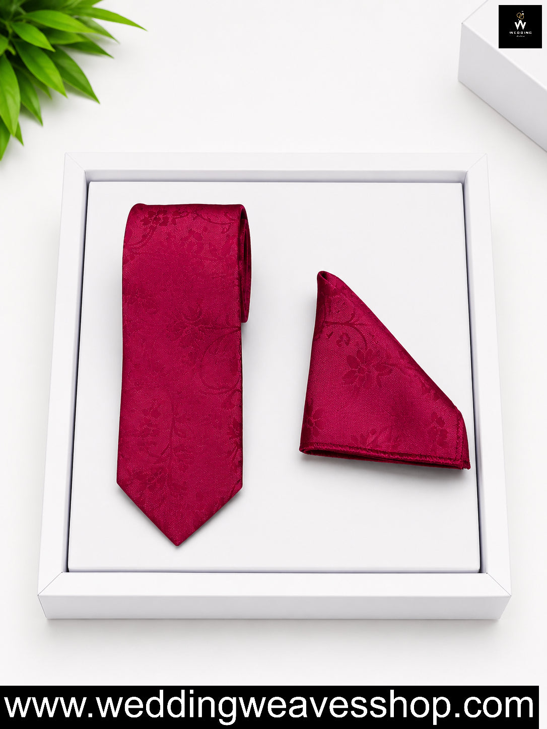 Deep Magenta Floral Jacquard Tie