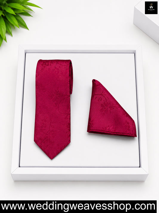 Deep Magenta Floral Jacquard Tie