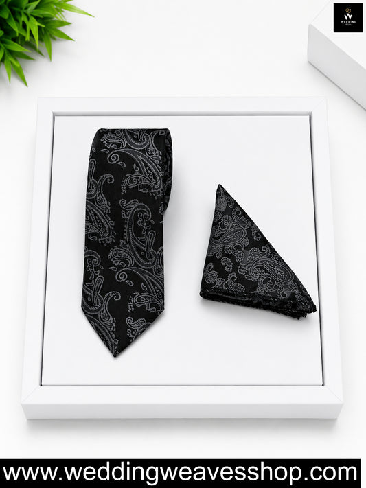 Black Paisley Pattern Tie