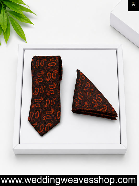 burnt orange and black tie