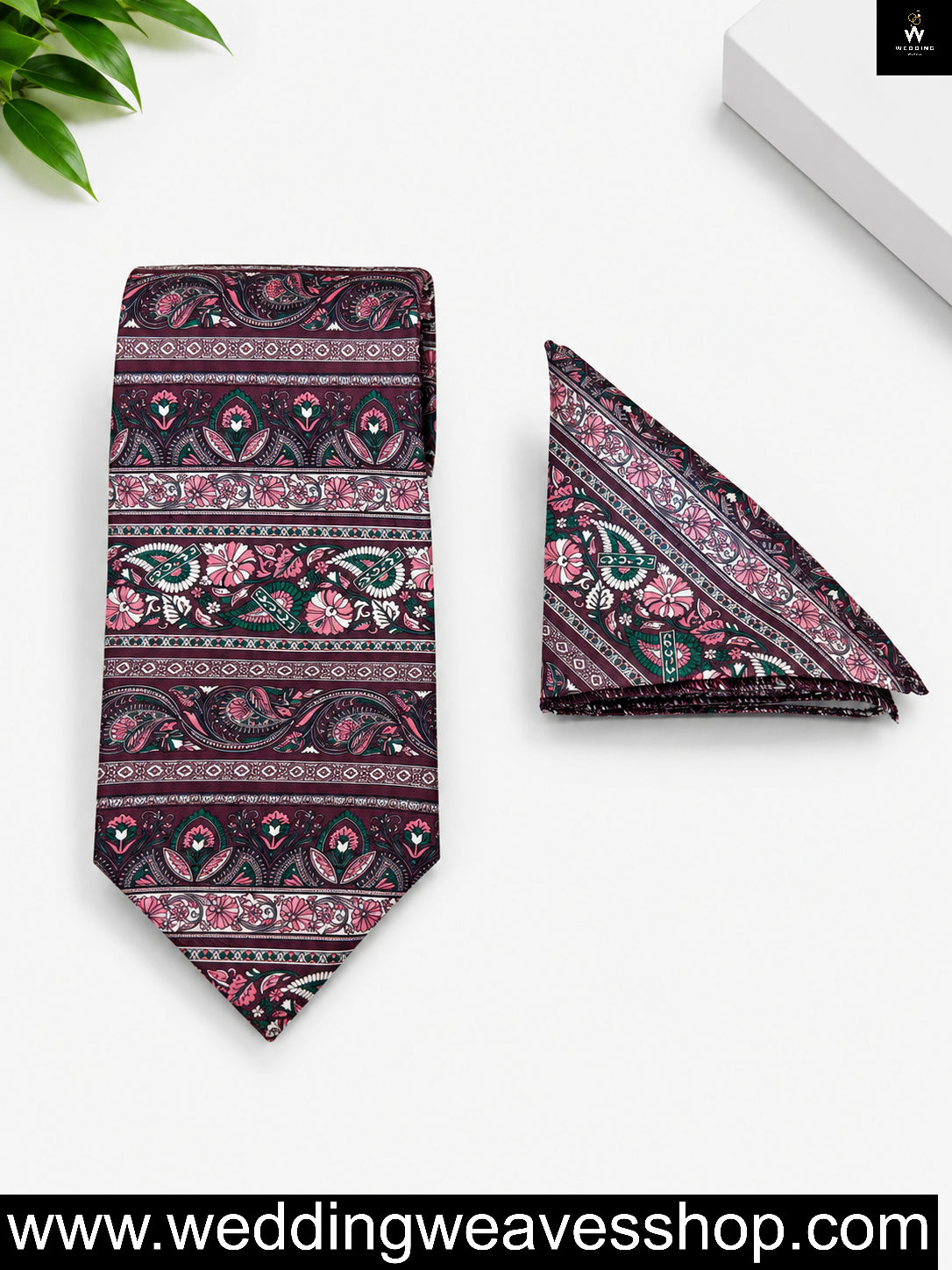 Burgundy Tie Set For Men