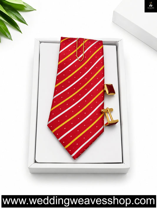 Red Stripe Tie Set