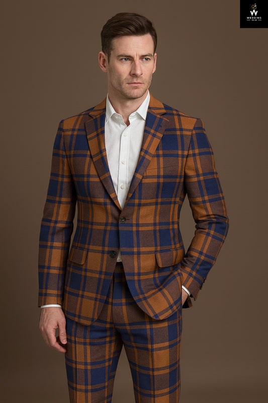 Men Plaid two Piece suit