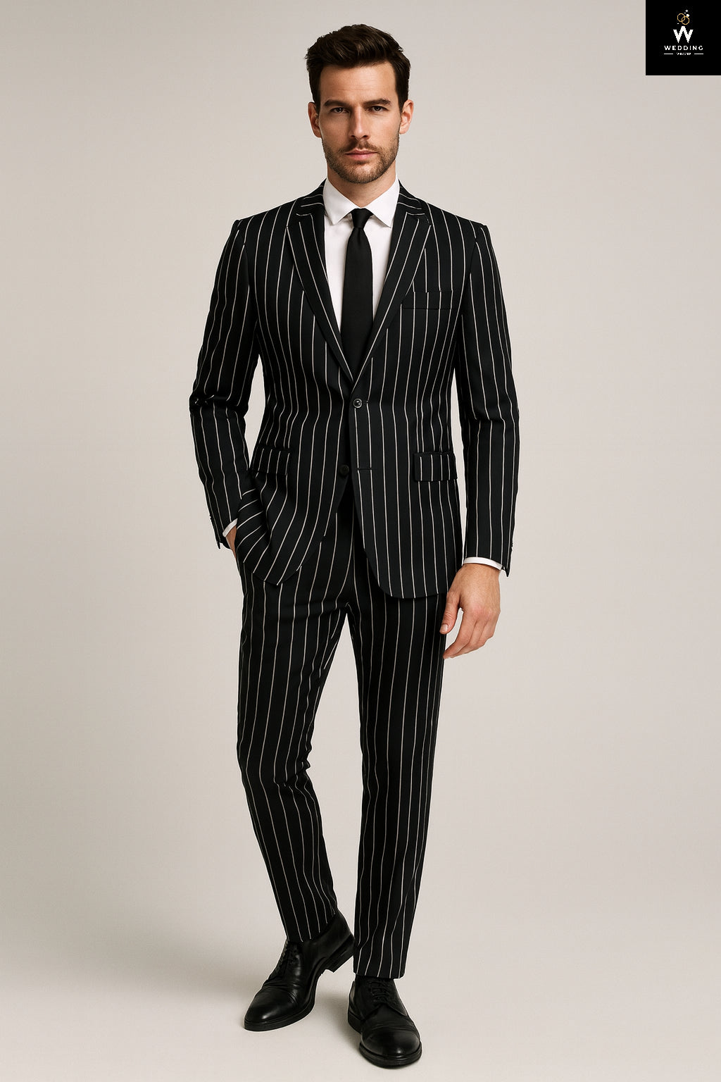 Black Pinstripe suit for men