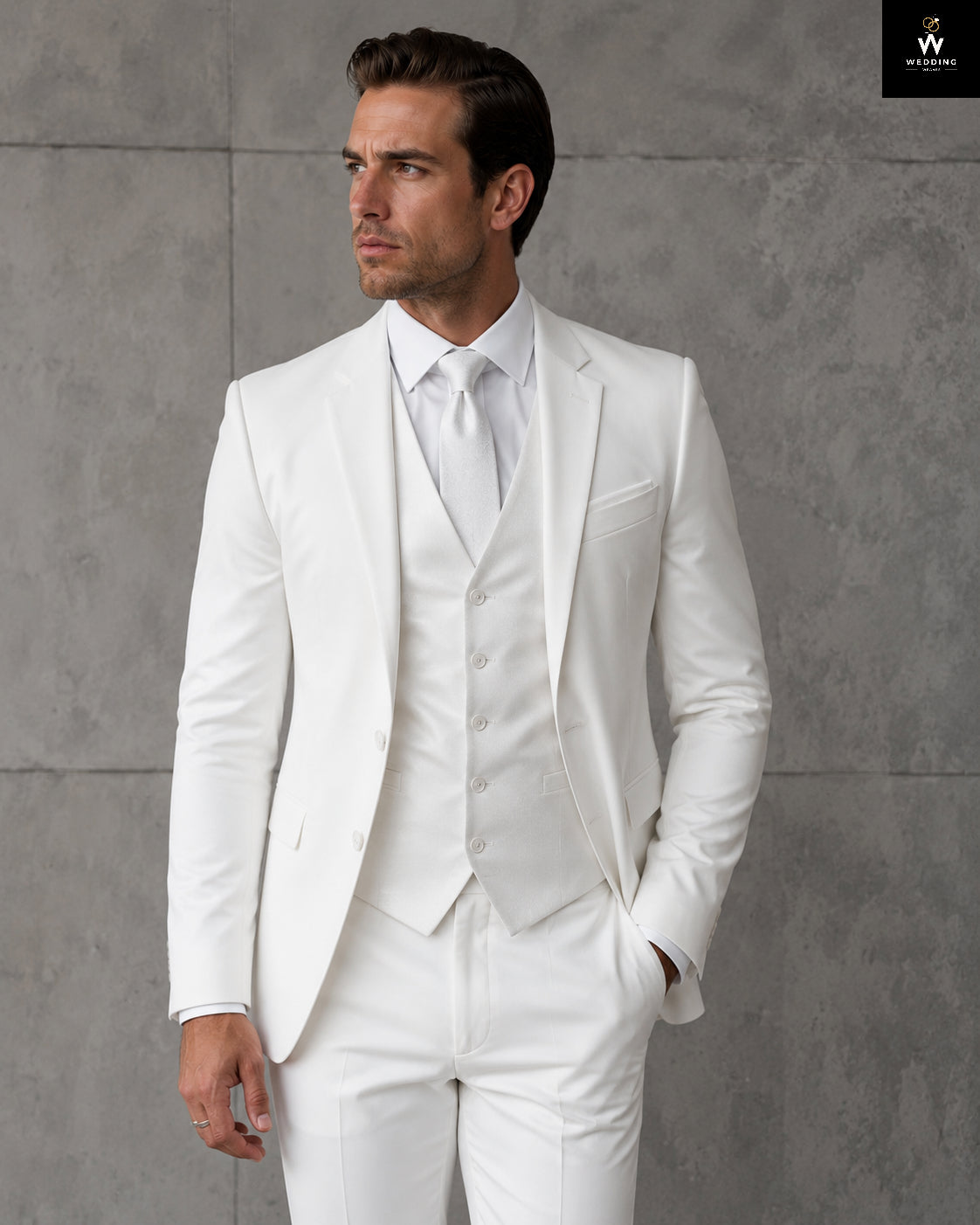 Man wedding white suit 