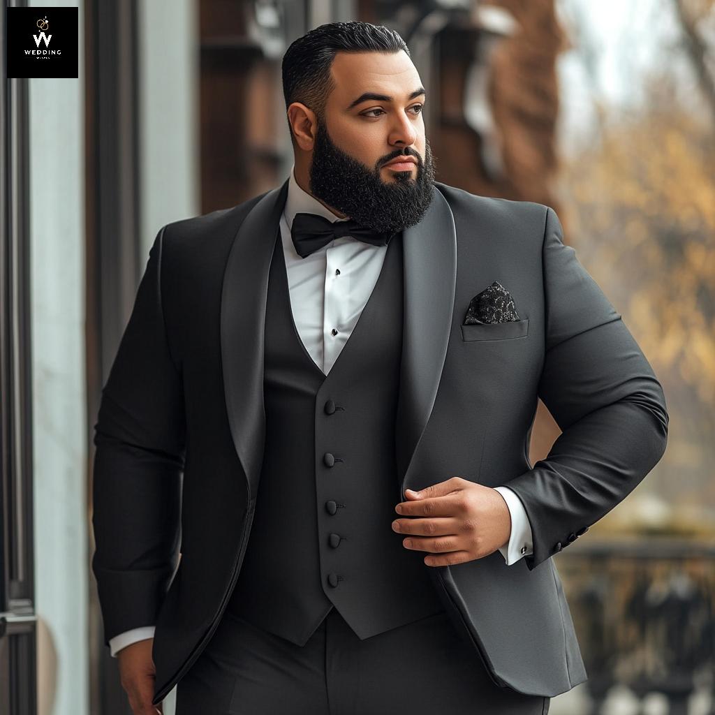 Wedding Weaves Black Tuxedo Suit – Custom Tailored Suit for Big Men