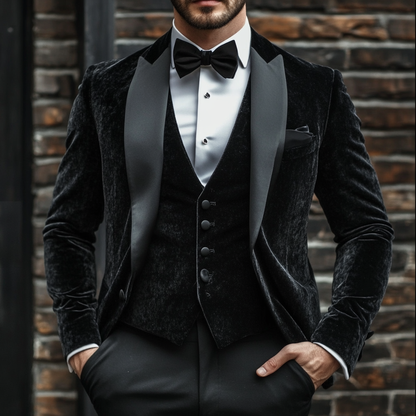 black velvet three piece suit