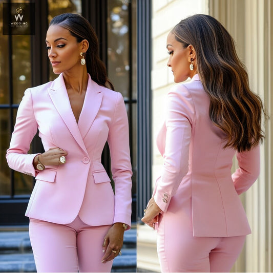 Pink Two-Piece Suit for Women | Dressy Pant Suit Set | Women's Wedding & Formal Wear