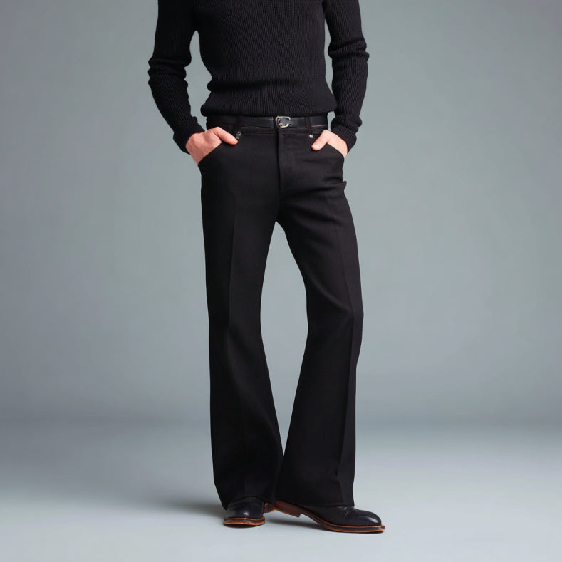 Black wool trousers
