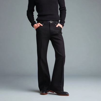 Black wool trousers