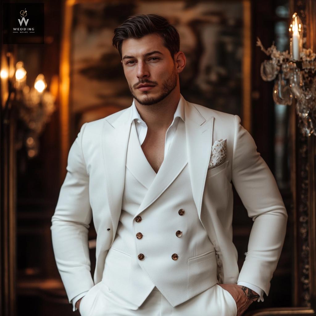 White three piece suit