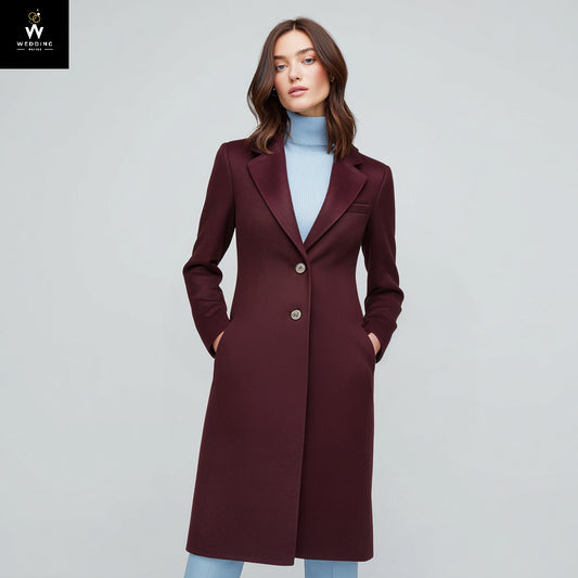burgundy long coat