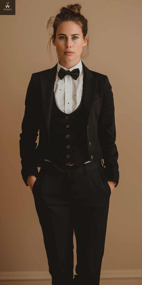 Women's Black 3-Piece Wedding Suit Set - Elegant Dressy Formal Wear