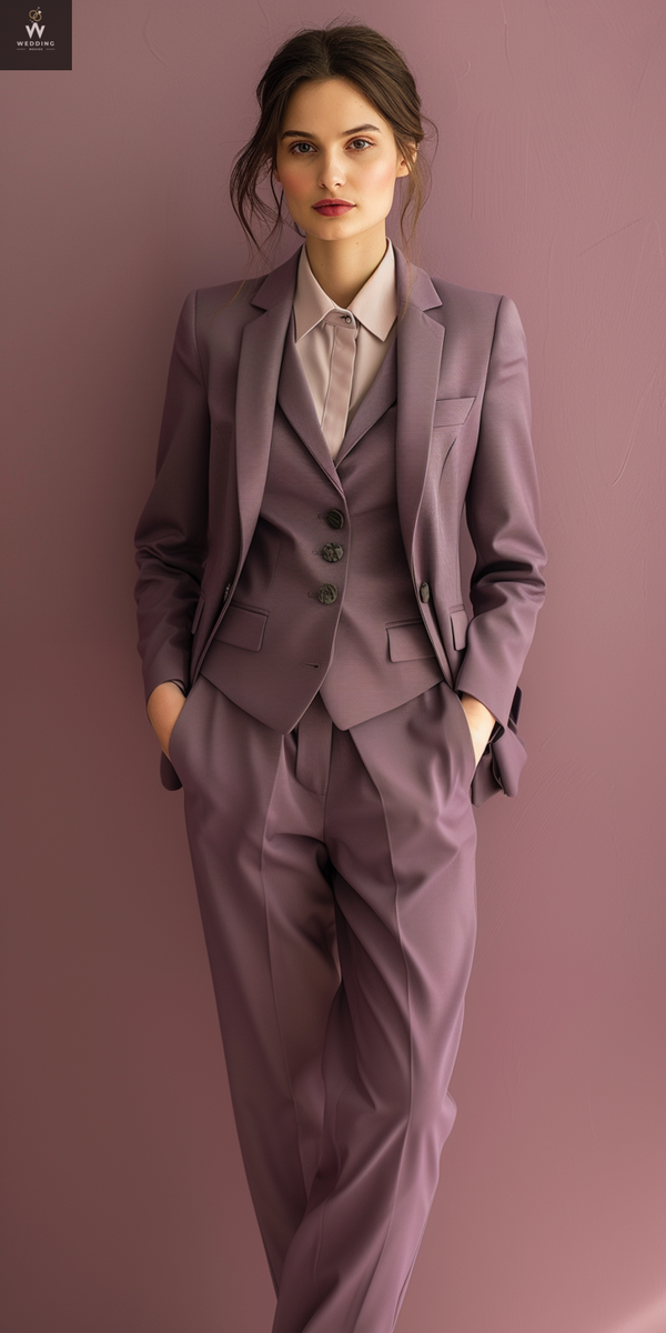 Mauve Women's 3-Piece Wedding Suit Set | Women's Wedding & Formal Wear