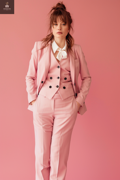 Custom Pink 3-Piece Suit for Women – Business Formalwear