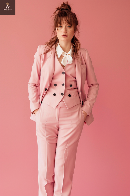 Pink three piece suit