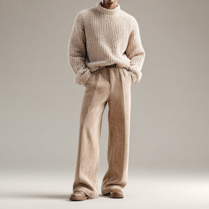 Beige wool trousers