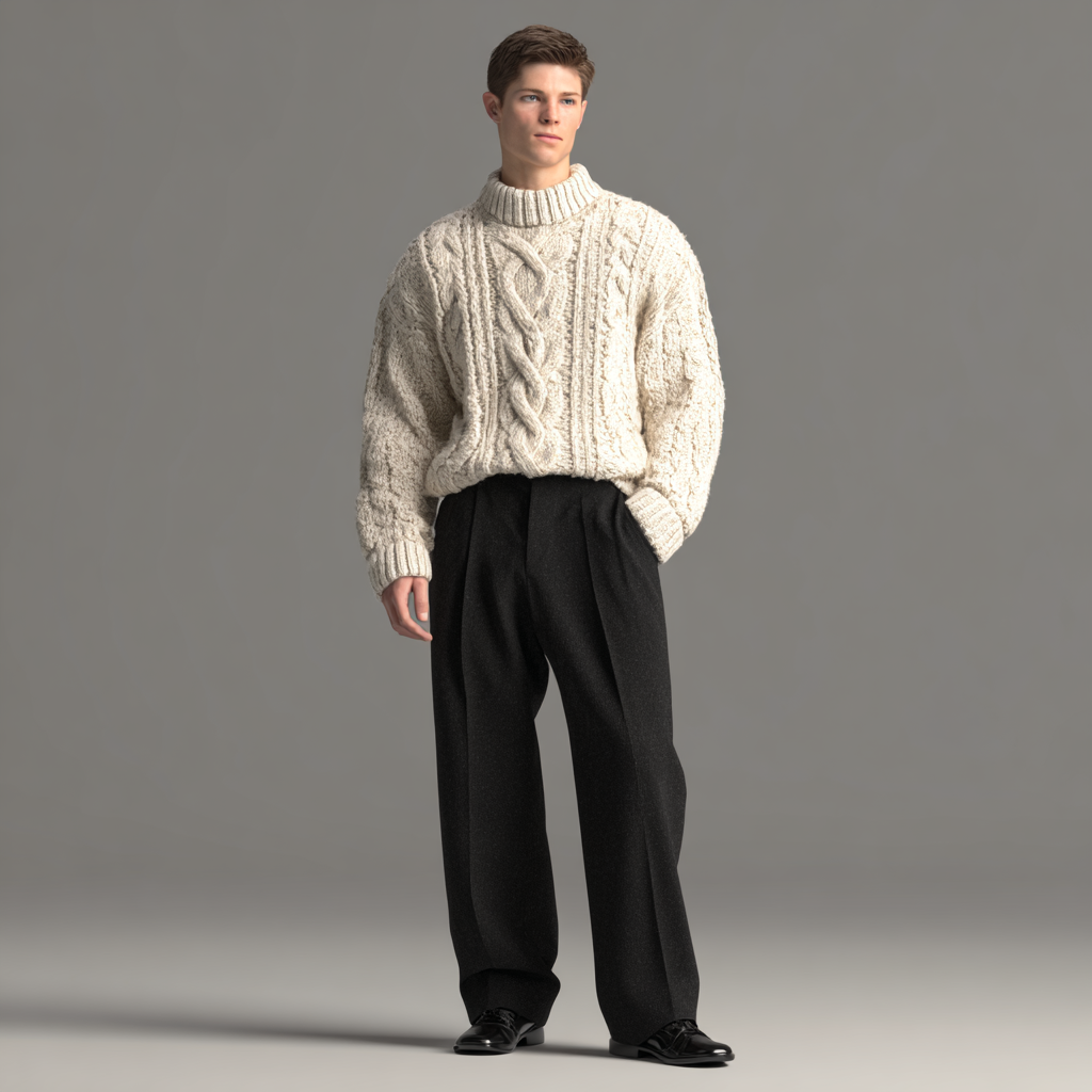 Black wool trousers