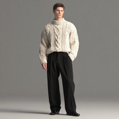 Black wool trousers