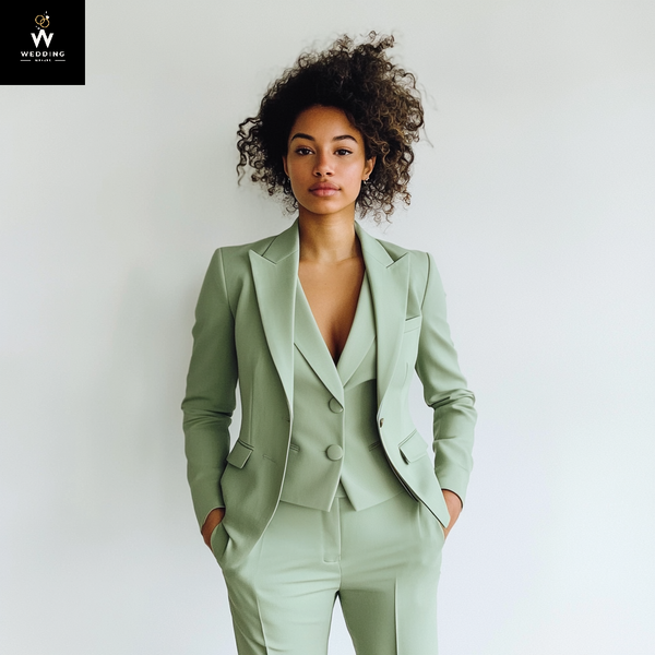 Sage Green Women's Three-Piece Pant Suit – Women's Bestselling Three Piece Suit
