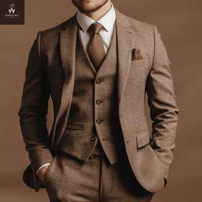 Brown three piece suit