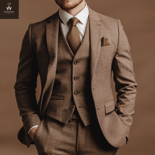 Brown three piece suit