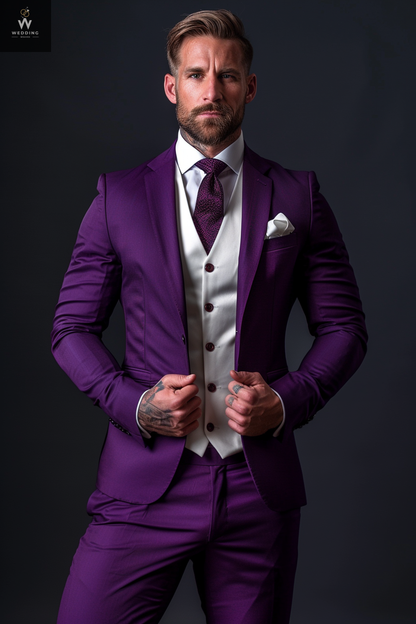 Purple three piece suit