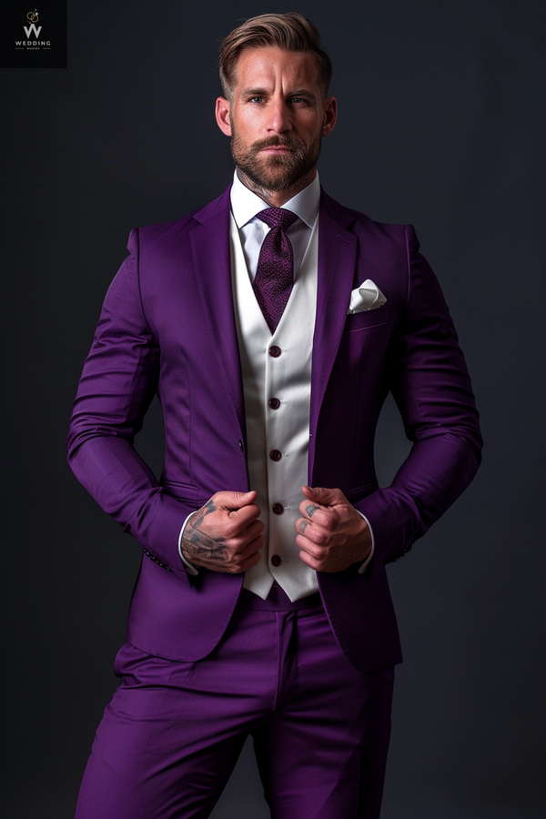 Purple three piece suit