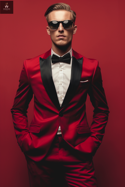 Red two piece suit