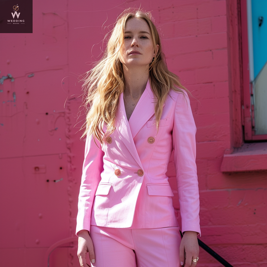 Pink Two-Piece Suit for Women | Dressy Pant Suit Set | Women's Wedding & Formal Wear