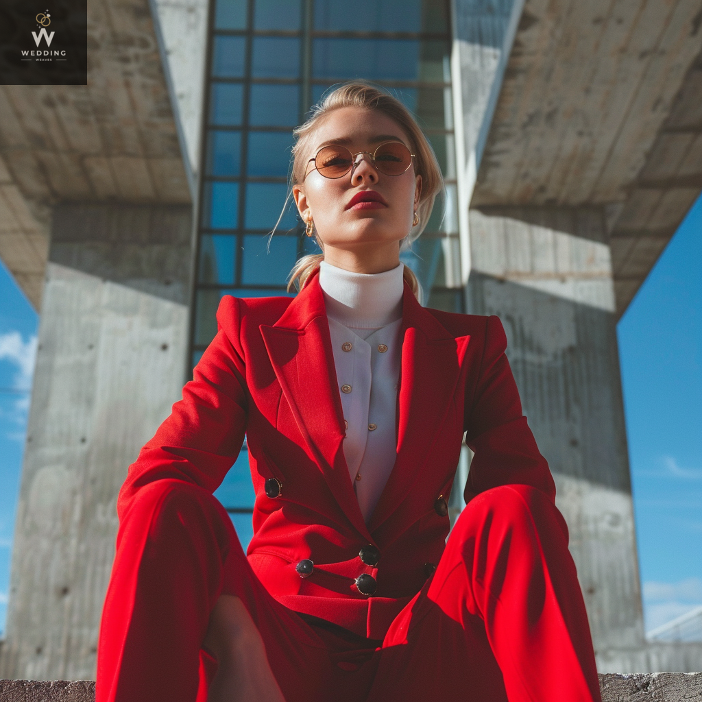 Red Dressy Two-Piece Pant Suit for Women | Wedding & Formal Wear