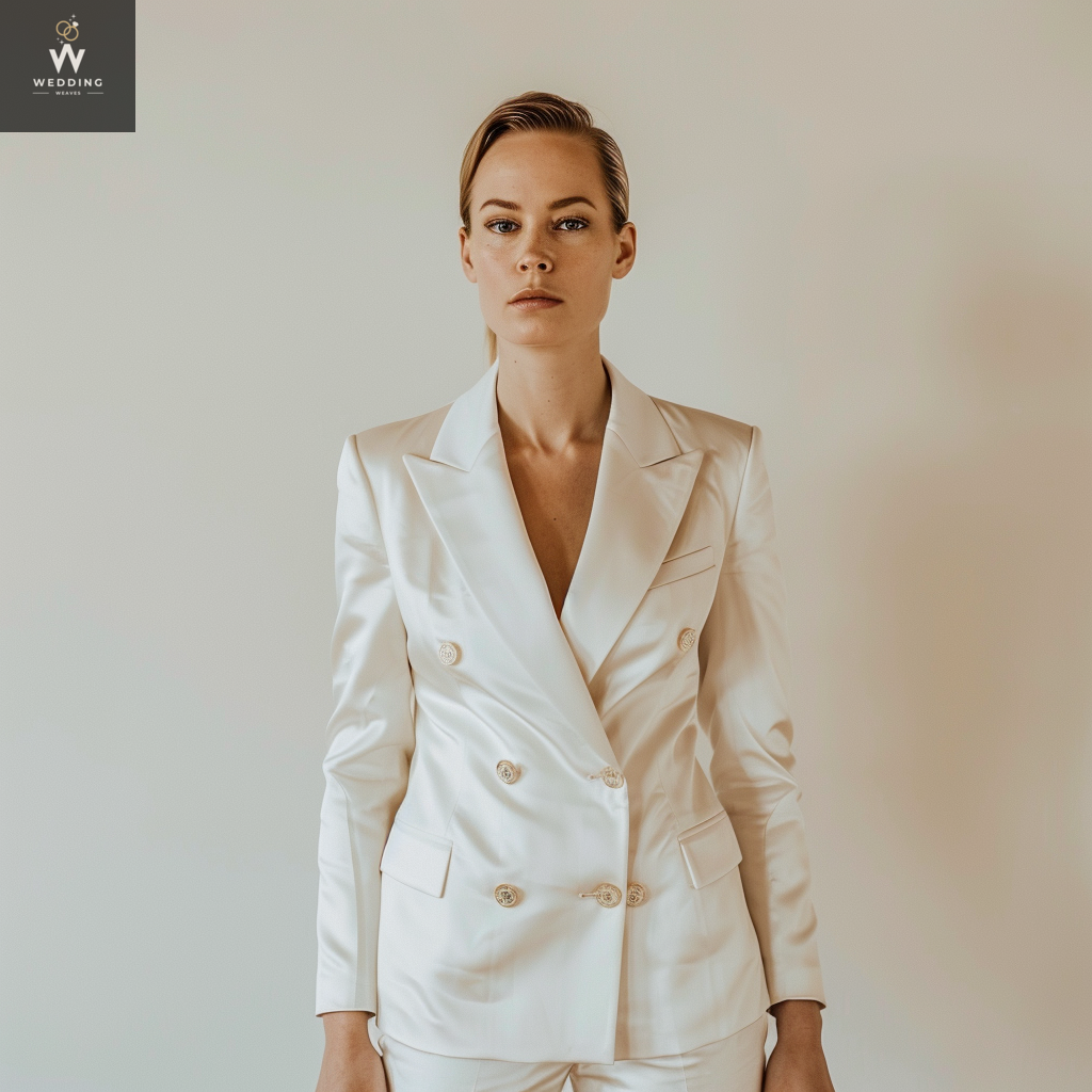 White Two-Piece Suit for Women | Dressy Pant Suit Set | Women's Wedding & Formal Wear