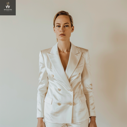 White Two-Piece Suit for Women | Dressy Pant Suit Set | Women's Wedding & Formal Wear