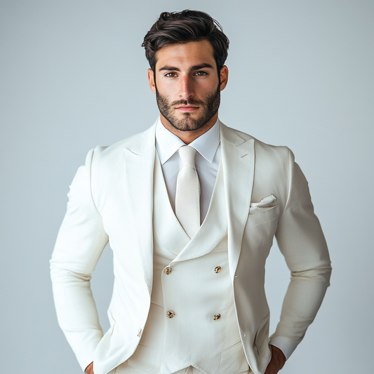 White three piece suit