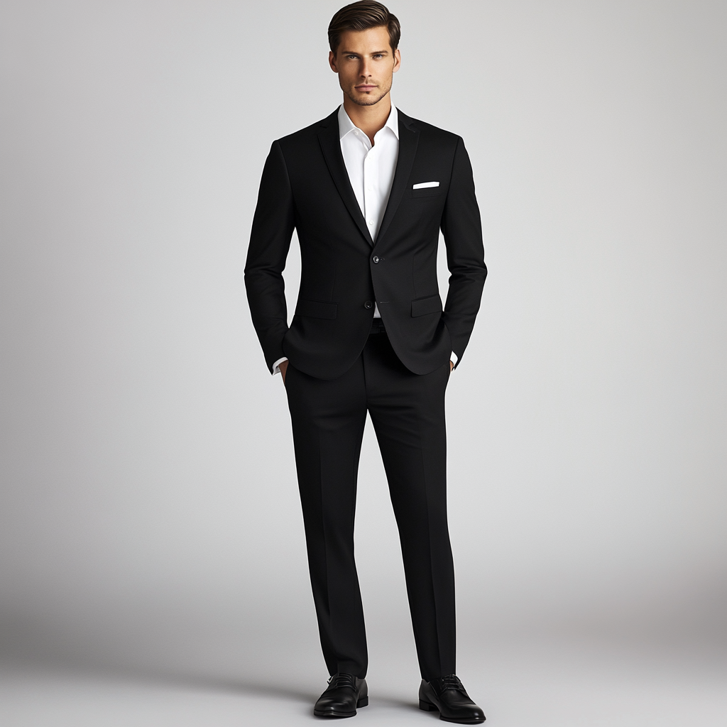 Men's Black Two-Piece Suit Classic Formal Wear for All Occasions Wedding WeavesBespoke Suits for Men & Women Men's Black Two-Piece Suit Classic Formal Wear for All Occasions Wedding WeavesBespoke Suits for Men & Women