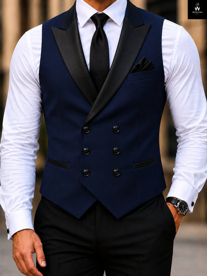 Men’s Navy Formal Double Breasted Waistcoat