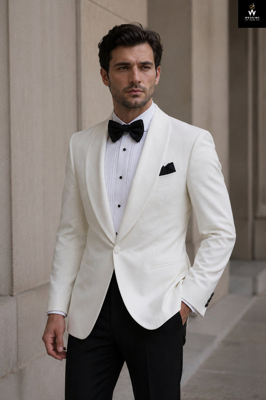 Men's White Jacket with Black Pants
