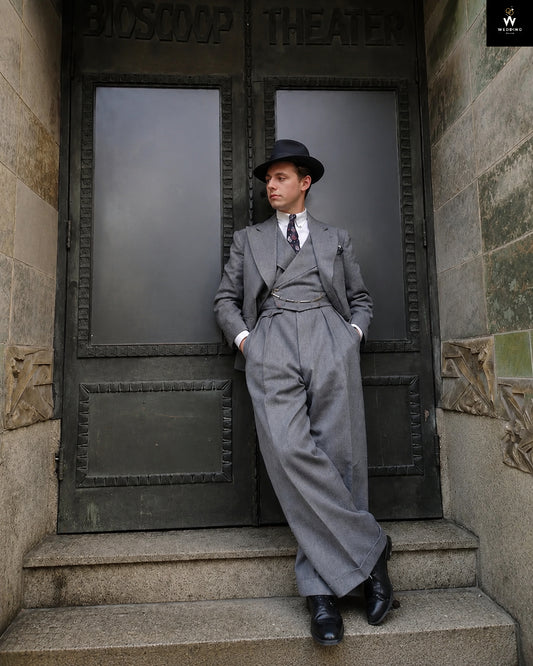 Premium Grey Bespoke Three Piece Suit for Men