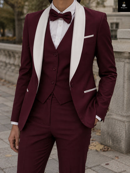 burgundy three piece or women