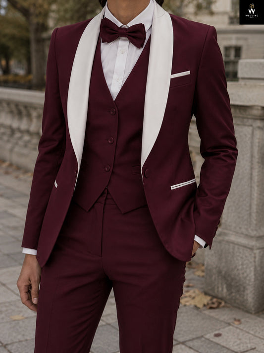 burgundy three piece or women