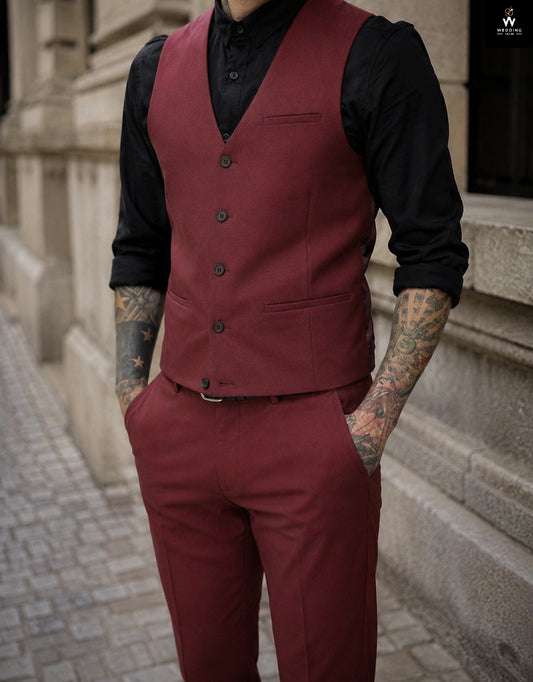 burgundy waistcoat