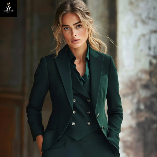 Green Three Piece Suit for women