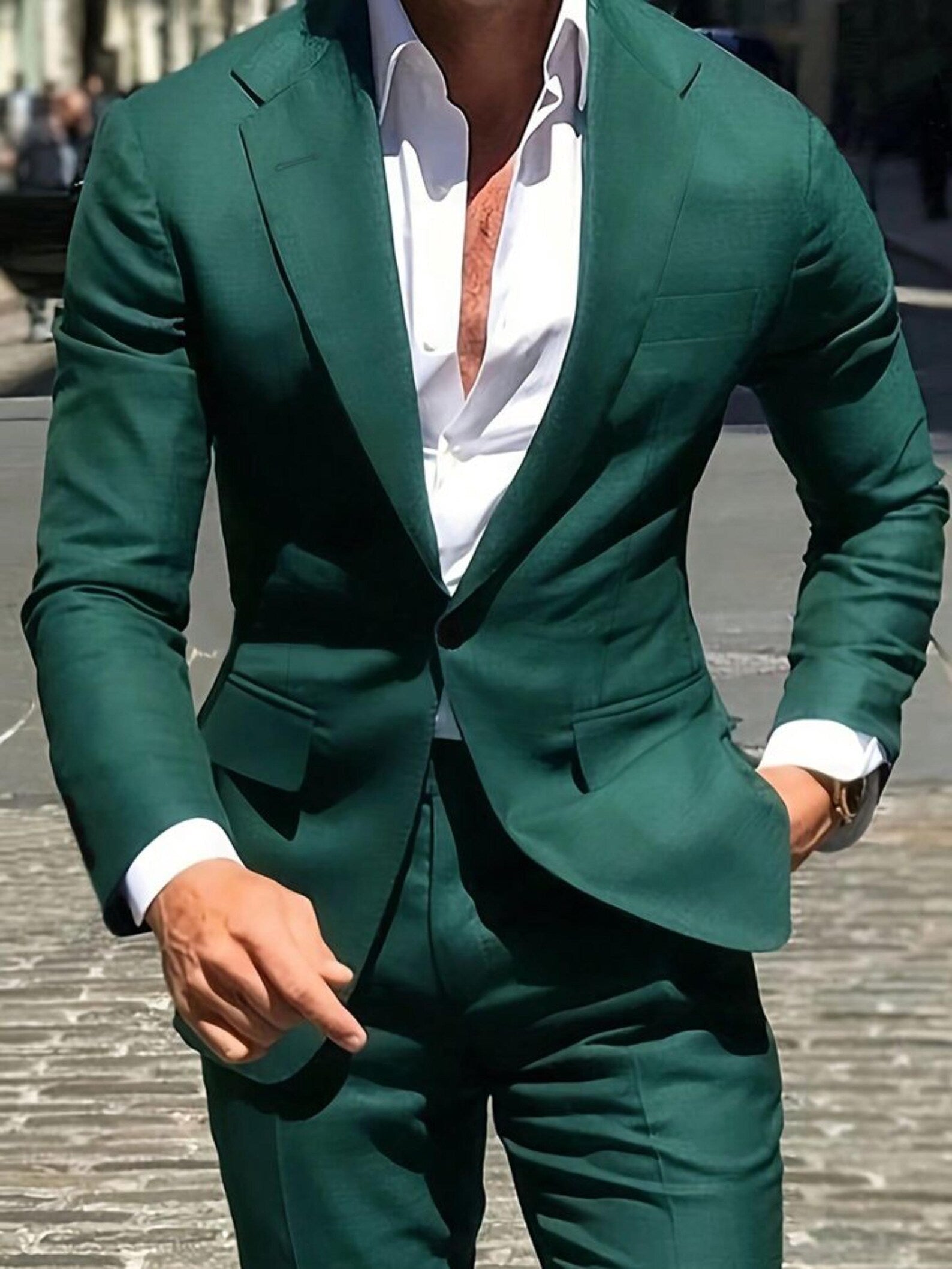 Green two piece suit