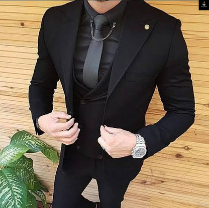 Luxury Black 3-Piece Suit for Men | Groom, Groomsmen & Prom Wear
