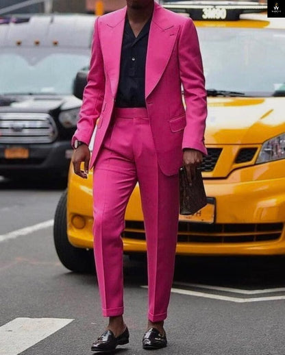 Elegant Pink Two-Piece Suit for Men | Groom & Groomsmen Wedding Wear